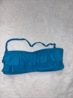 Stylus Bright Turquoise Ruffle Bandeau Bikini Top - Size XS